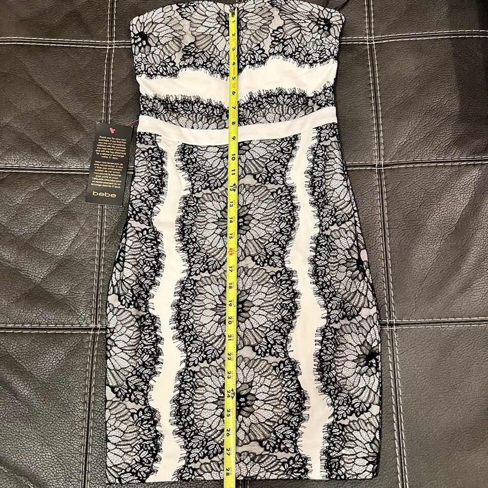 Bebe strapless lace trimmed dress NWT 179$